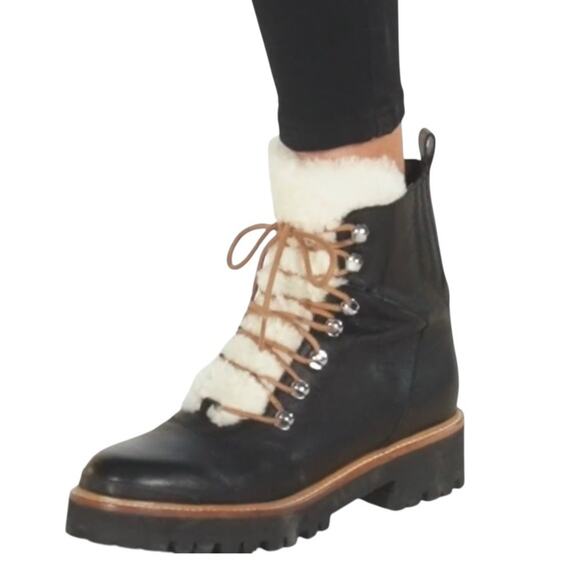 Marc Fisher LTD  Izzie Shearling Lug Sole Black Lace Up Ankle Boot Size 9 NEW - Picture 11 of 11